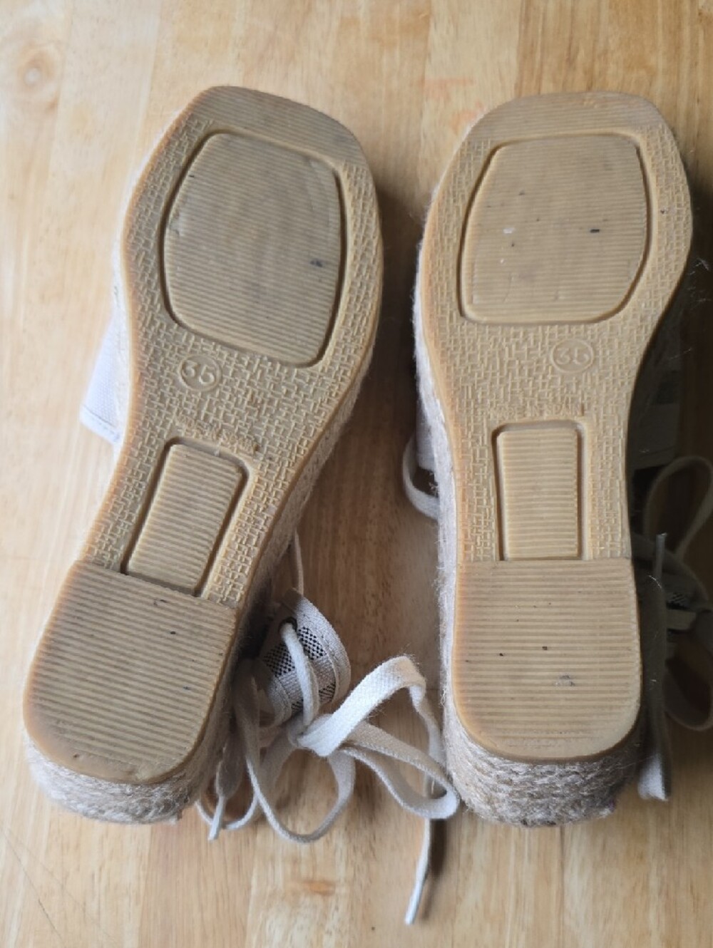 Burberry Plaid Espadrille Lace-Up Sandals in Beige and Navy - Picture 7 of 11